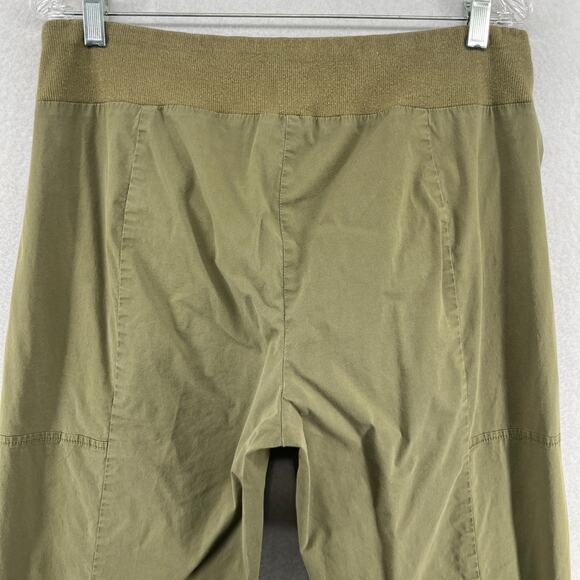 EILEEN FISHER Pants M Stretch Organic Cotton Canvas Tapered Drawstring Green - Picture 4 of 14